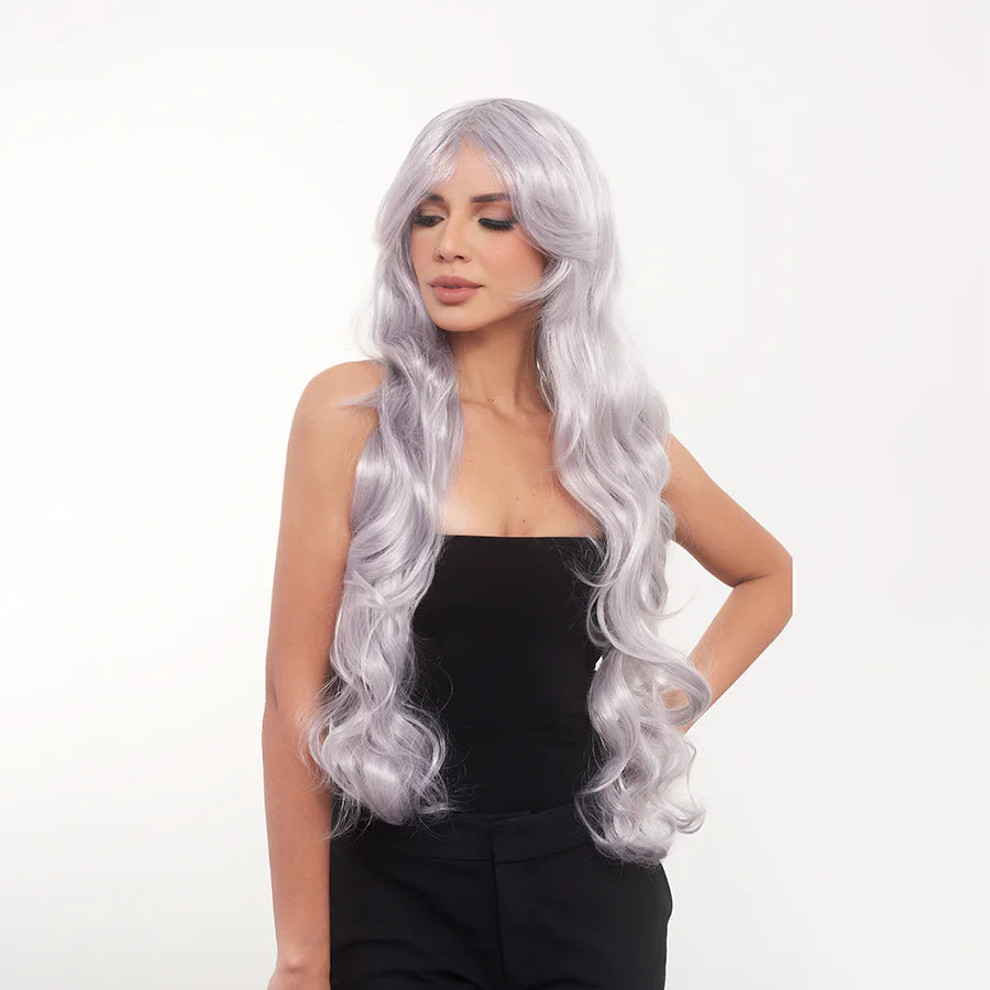 Peluca Nicol Rizada Plata 80 cm
