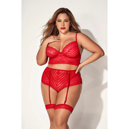 Conjunto 2 Piezas Con Ligueros Rojo